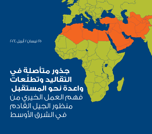 ﺟﺬور ﻣﺘﺄﺻﻠﺔ ﻓﻲ اﻟﺘﻘﺎﻟﻴﺪ وﺗﻄﻠّﻌﺎت واﻋﺪة ﻧﺤﻮ اﻟﻤﺴﺘﻘﺒﻞ ﻓﻬﻢ اﻟﻌﻤﻞ اﻟﺨﻴﺮي ﻣﻦ ﻣﻨﻈﻮر اﻟﺠﻴﻞ اﻟﻘﺎدم في الشرق الأوﺳﻂ